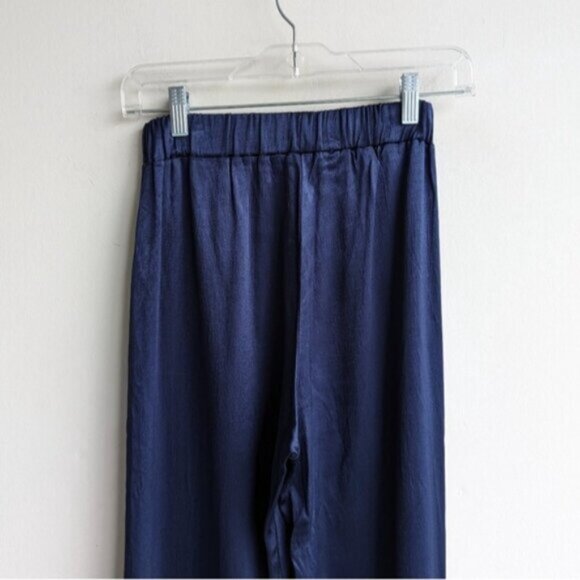 ZARA🖤 satin high rise blue wide leg pants - Picture 4 of 6